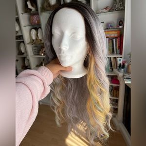 Silver pastel rainbow lacefront wig